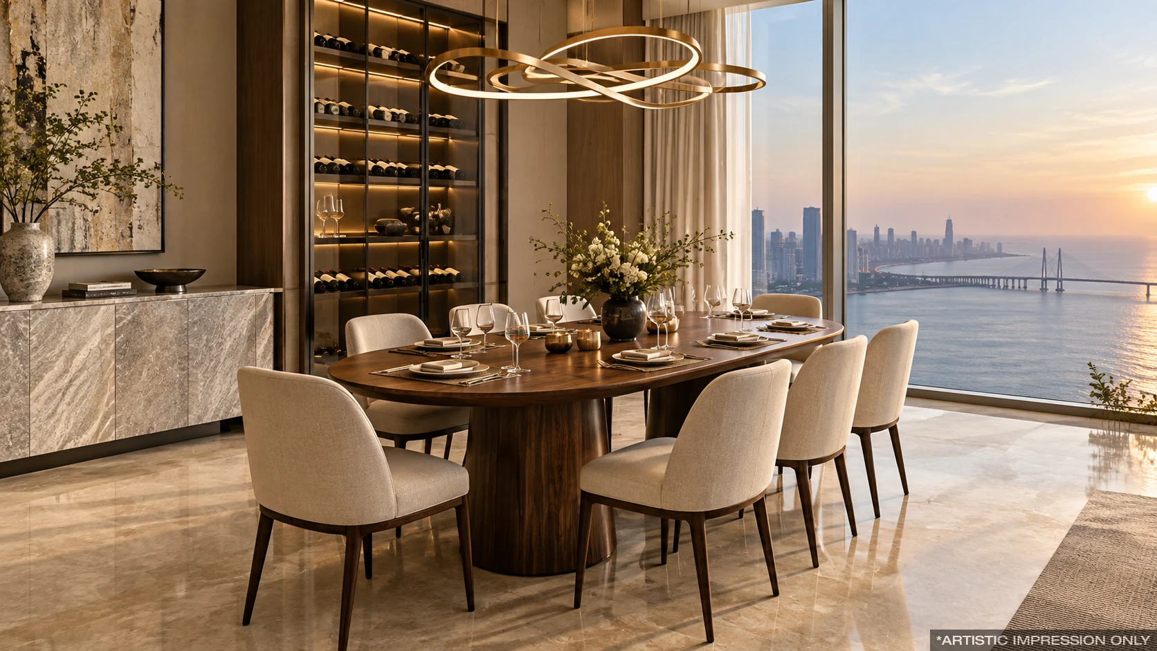 Godrej Trilogy — kitchen with island counter and breakfast seating