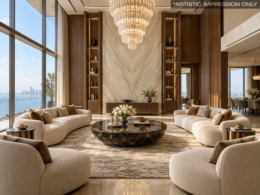 Godrej Trilogy — west-facing tower elevation with private decks, Bandra Reclamation